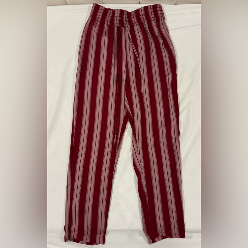 American Eagle Outfitters Red and White Striped Soft Pants
